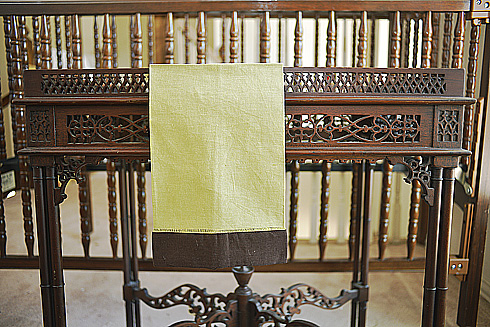 Multicolored Mellow Green & Fondue Fudge Hemstitch Guest Towel - Click Image to Close